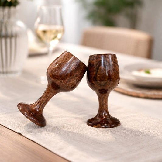 Wooden Serving Tray with 4 Matching Glass Set | The Indian Aura