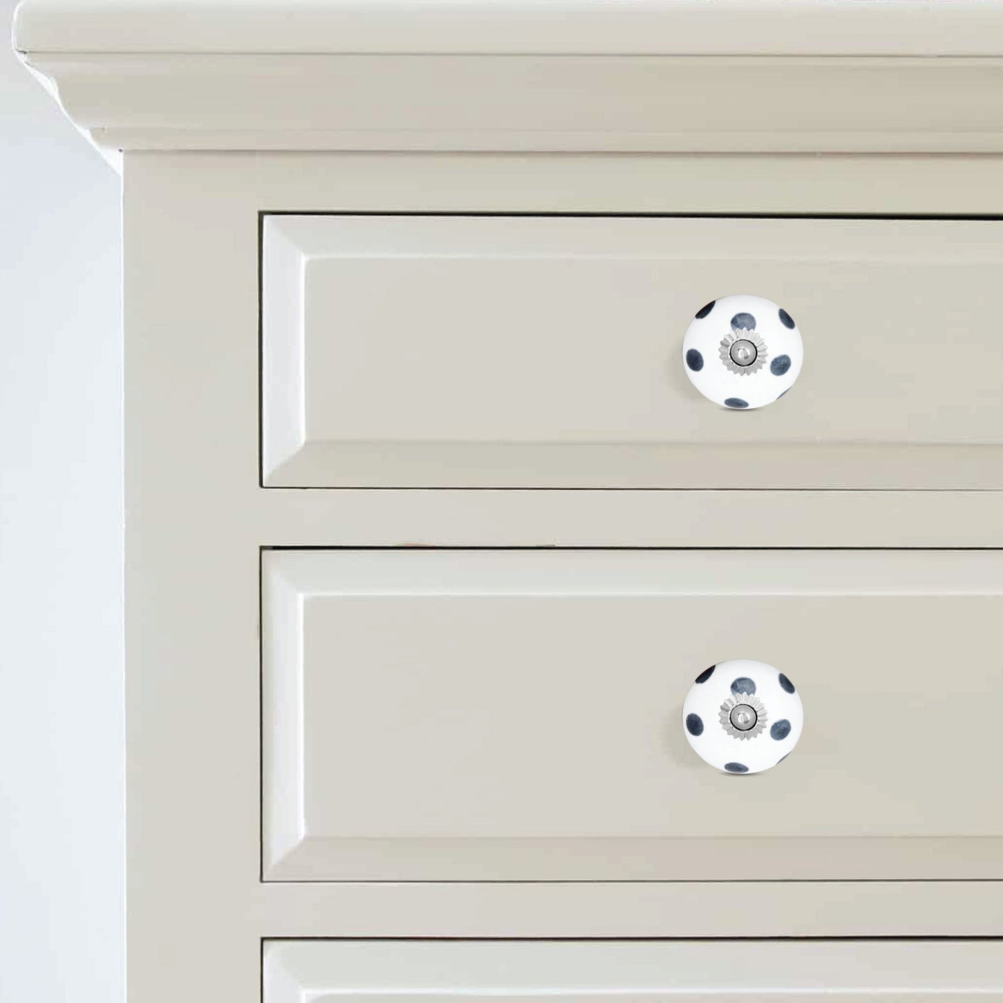 White Blue Dotted Knobs