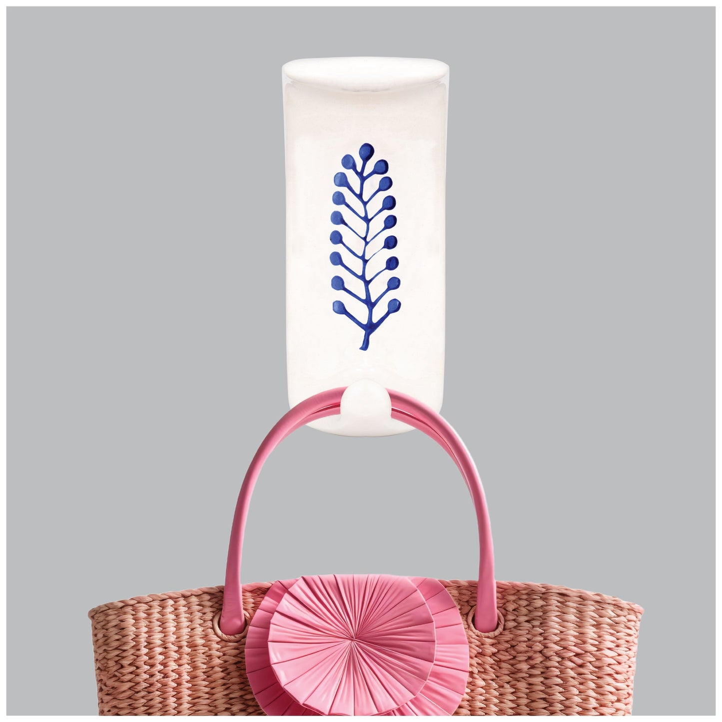 White Ceramic Blue Floral Handcrafted Adhesive Heavy Duty Hook