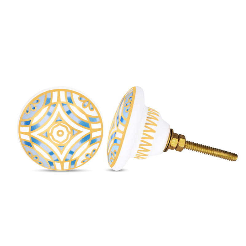 Elegant Blue & Gold Luxurious Drawer Knob | The Indian Aura