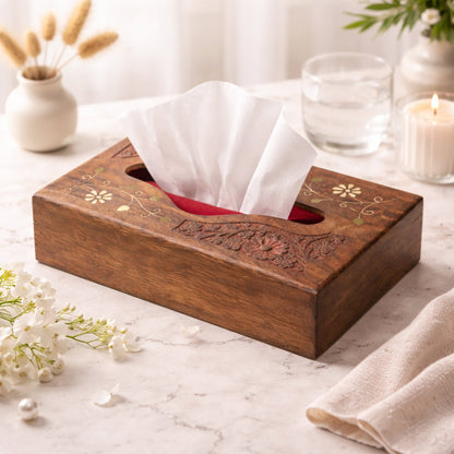 Wooden Napkin Holders  Set of 2  – Handcrafted Table Tissue Stand for Dining & Coffee Tables by The Indian Aura