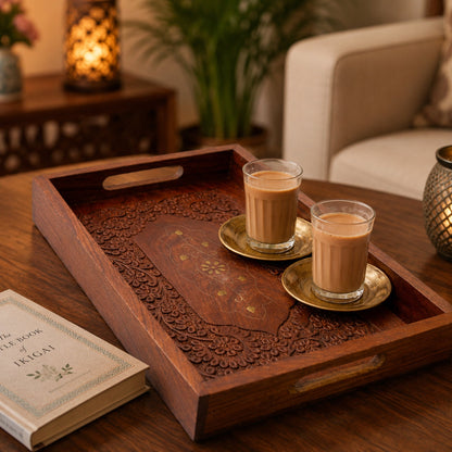 Wooden Serving Tray for Tea, Coffee & Gifting | The Indian Aura