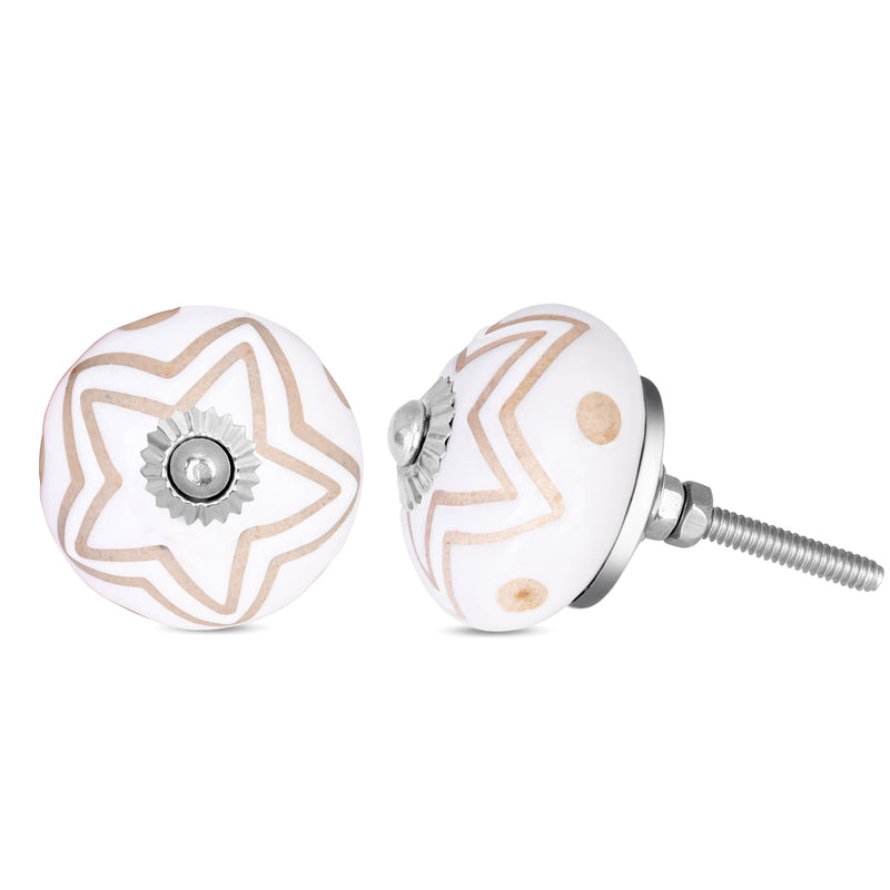 Golden Star Line Ceramic Cabinets Drawer Knob | The Indian Aura