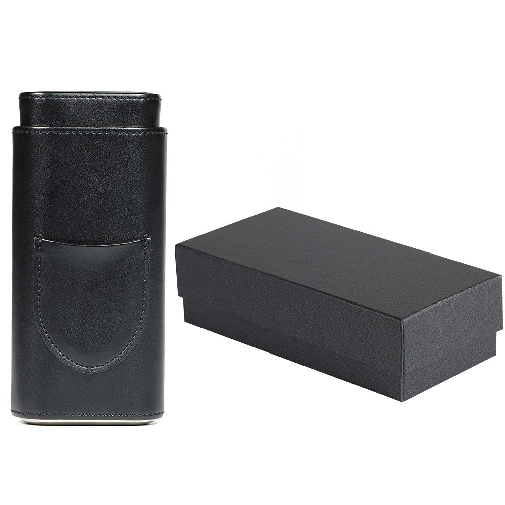 Two end hardware leather cigar box portable cedar wood 3-pack cigar moisturizing box protective cover cigar leather cover
