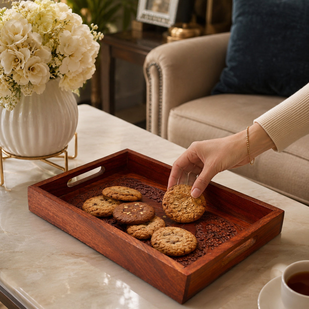 Wooden Serving Tray for Tea, Coffee & Gifting | The Indian Aura
