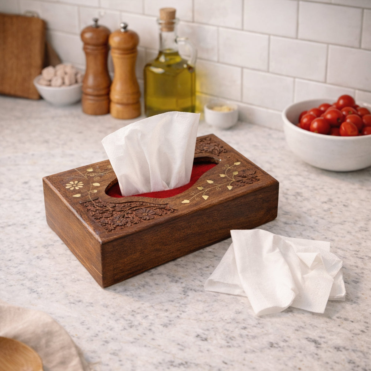 Wooden Napkin Holders  Set of 2  – Handcrafted Table Tissue Stand for Dining & Coffee Tables by The Indian Aura