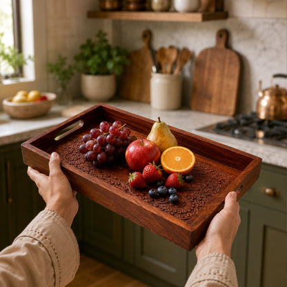 Wooden Serving Tray for Tea, Coffee & Gifting | The Indian Aura