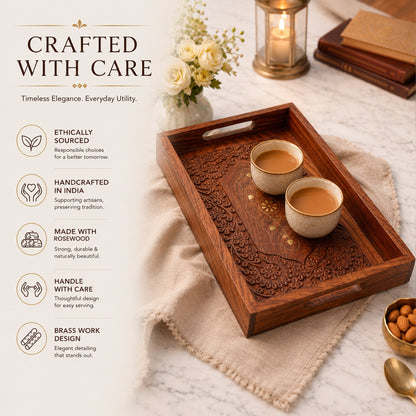 Wooden Serving Tray for Tea, Coffee & Gifting | The Indian Aura