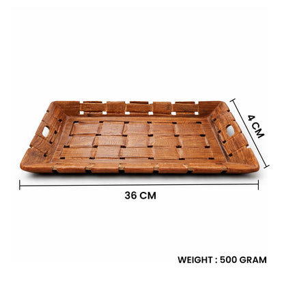 Sheesham Wood Serving Tray with Handles 36 cm | The Indian Aura