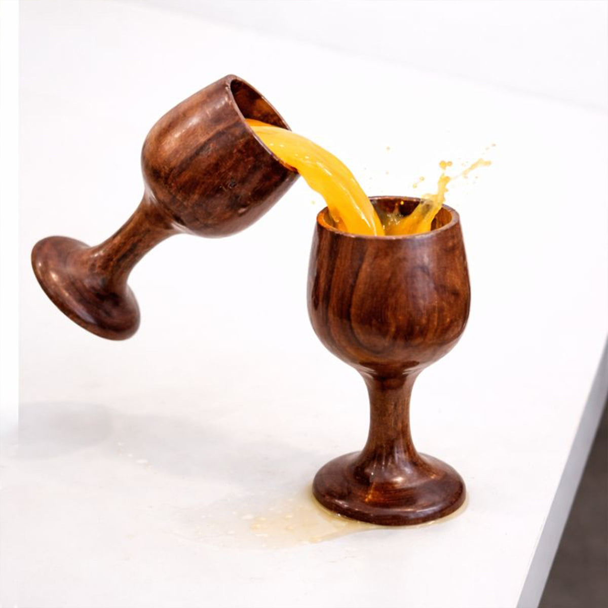 Wooden Serving Tray with 4 Matching Glass Set | The Indian Aura