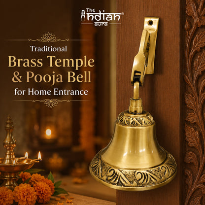 Handcrafted Brass Hanging Temple Bell for Mandir & Entrance | The Indian Aura