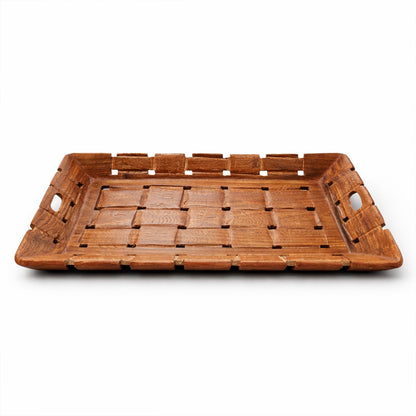 Sheesham Wood Serving Tray with Handles 36 cm | The Indian Aura