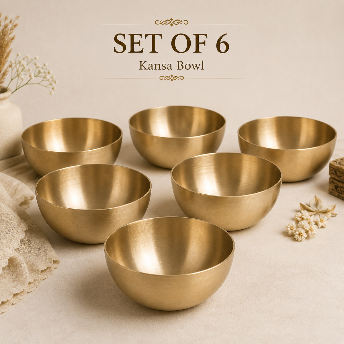Pure Kansa Bowl Set | Traditional Bronze Metal Serving & Eating Bowls | Handmade Kansa Utensils for Kitchen & Dining