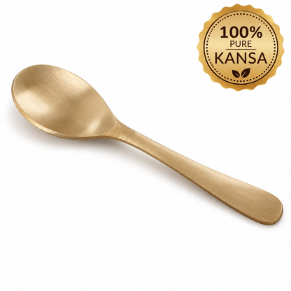 Handmade 100% Pure Kansa Spoon  | Natural Matte Finish | Traditional Bronze Dining Spoon