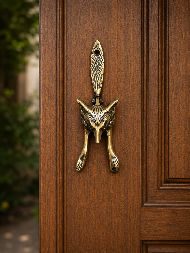 Wildlife-Inspired Handcrafted Fox Brass Door Knocker | The Indian Aura