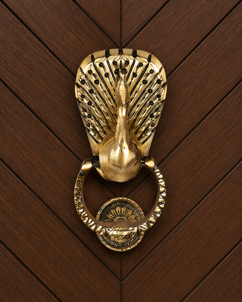 Opulent Peacock Majesty Royal Design Brass Door Knocker | The Indian Aura