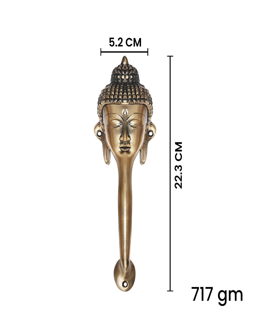 Buddha Face Brass Door Handle Measurement.