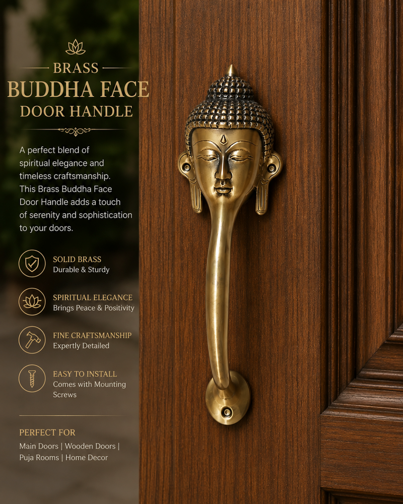 Decorative Buddha Face Brass Door Handle – Spiritual Gautam Buddha Design