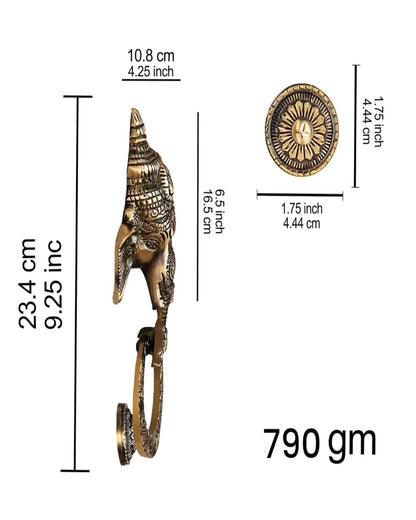 Brass door with measurements on a white background