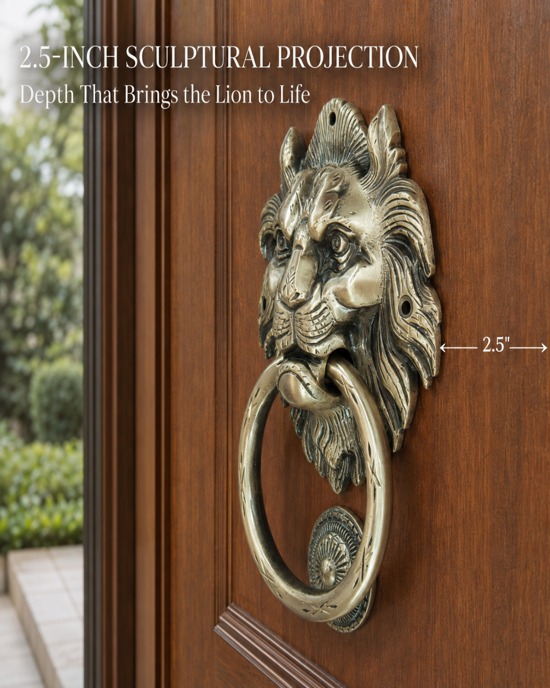 Handcrafted Lion Brass Door Knocker with Projection.