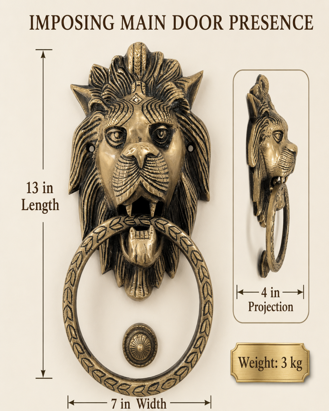 King Brass Door Knocker Dimensions.