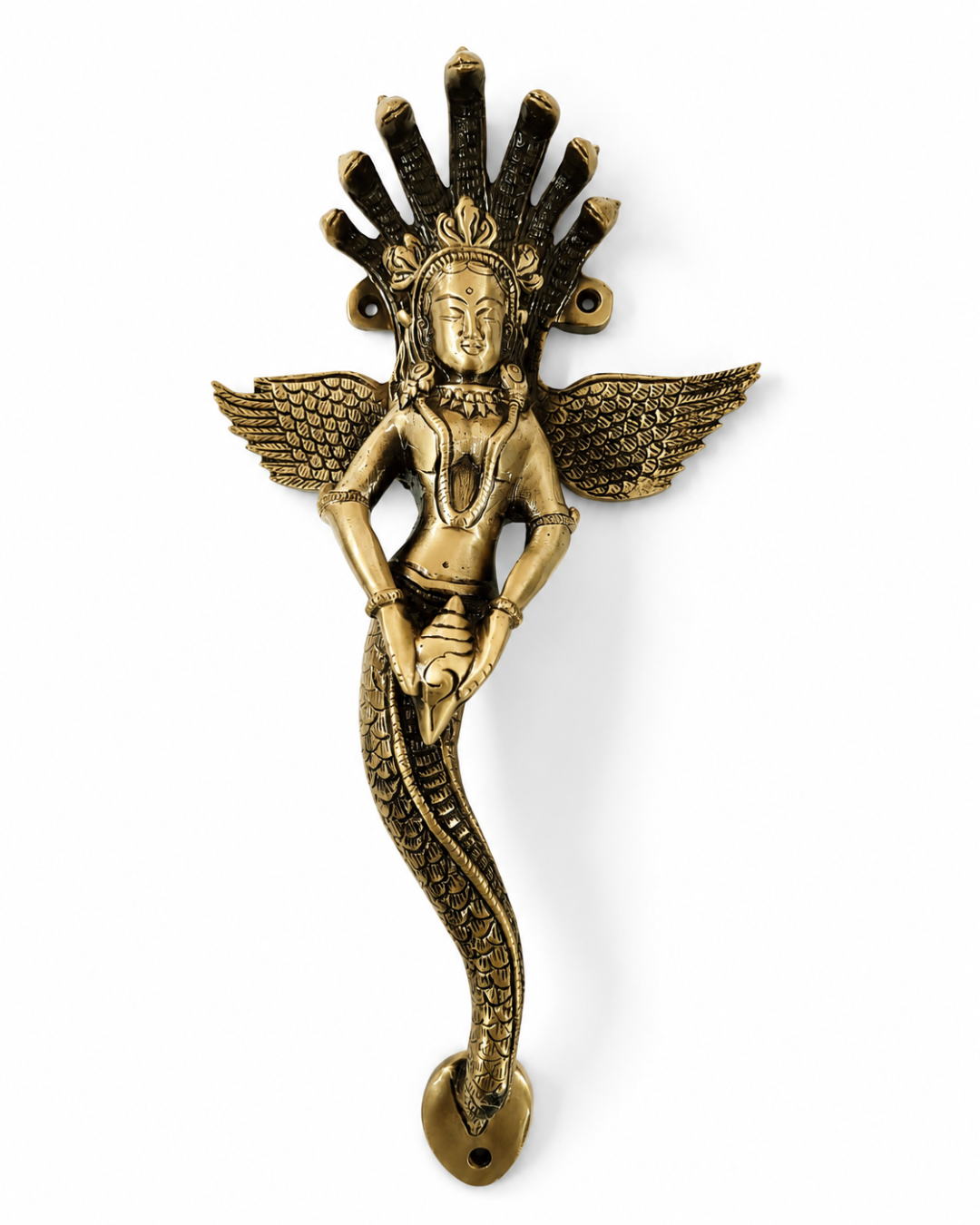 Premium Naag Kanya Antique Brass Door Handle – 14" Handcrafted Pull| The Indian Aura