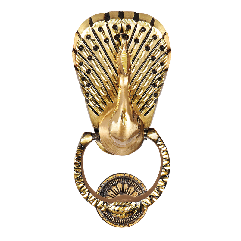 Opulent Peacock Majesty Royal Design Brass Door Knocker | The Indian Aura