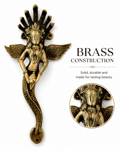 Premium naag kanya brass door with brass features.