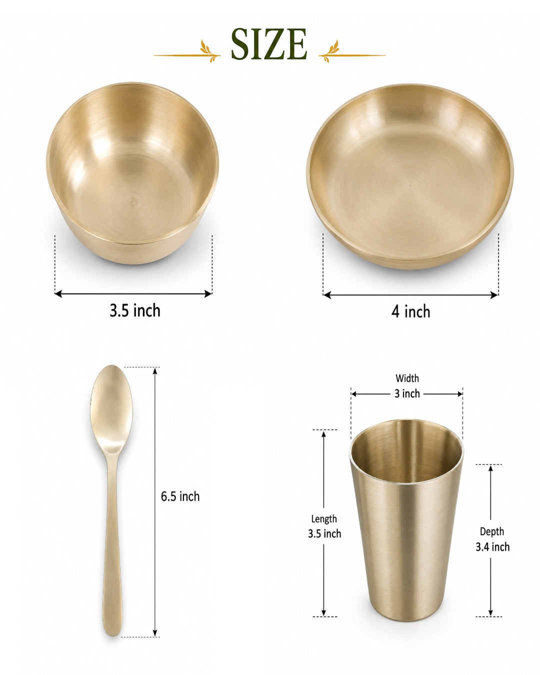 pure kansa bowl, spoon, and Glass with thali