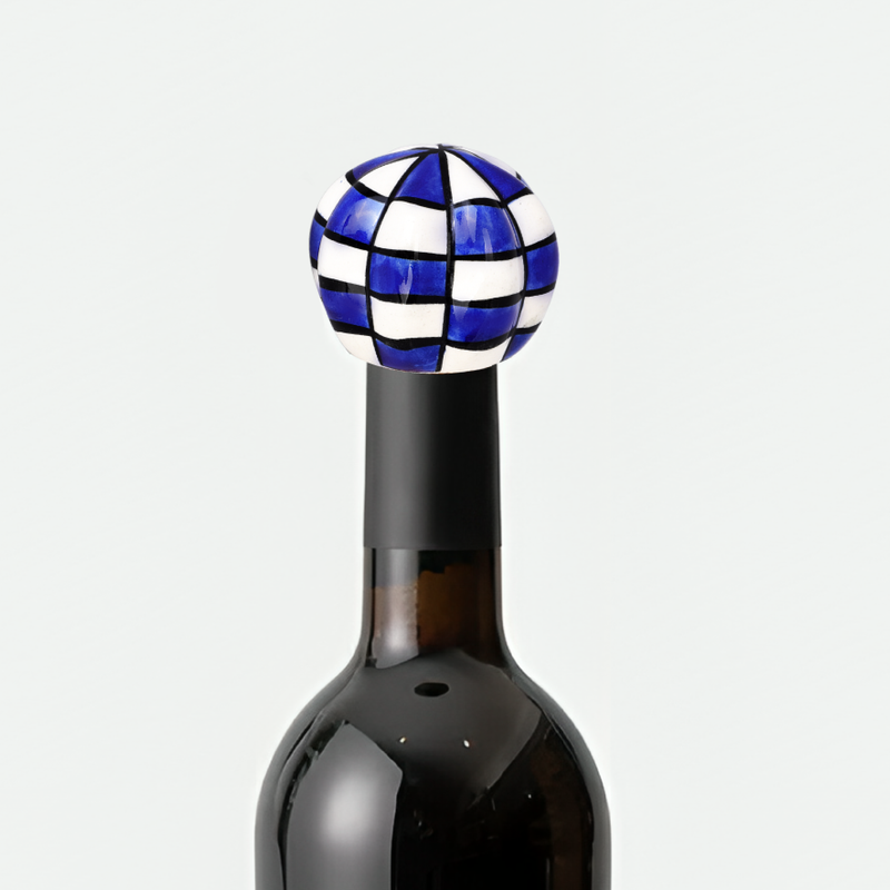Timeless Elegance Checkered Design Ceramic Wine Bottle Stopper | The Indian Aura