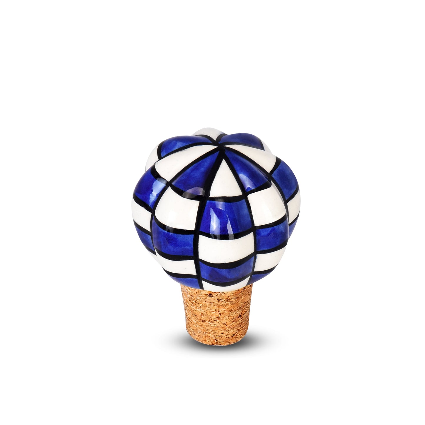 Checkered Design Ceramic Wine Bottle Stopper - Timeless Elegance