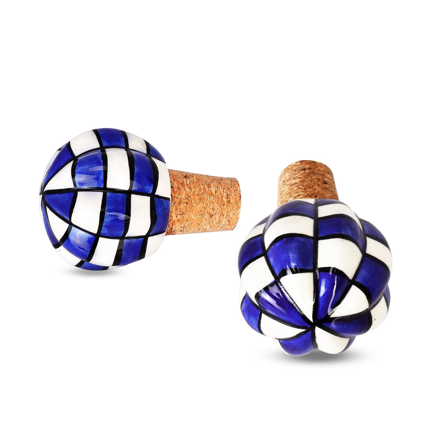 Checkered Design Ceramic Wine Bottle Stopper - Timeless Elegance