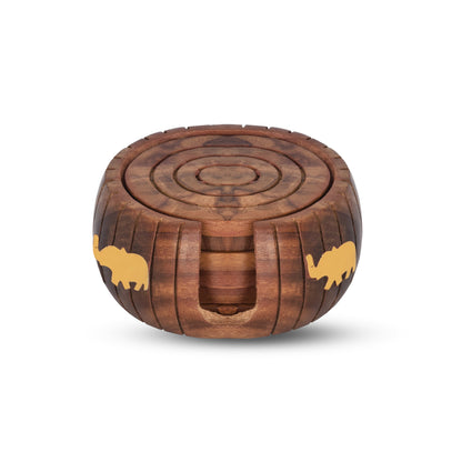 Wooden Round Coasters Set of 6 - Multifunctional Elegance