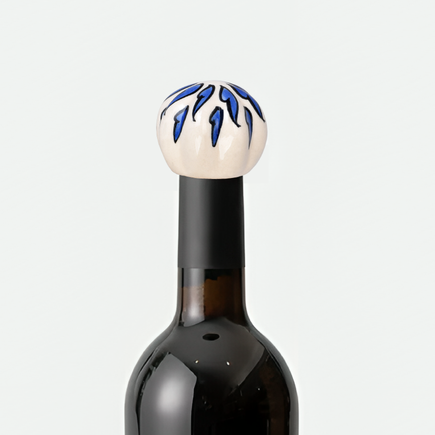 Hand-Painted Ceramic Wine Bottle Stopper - Artistic Elegance