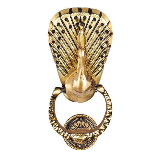 Opulent Peacock Majesty Brass Door Knocker